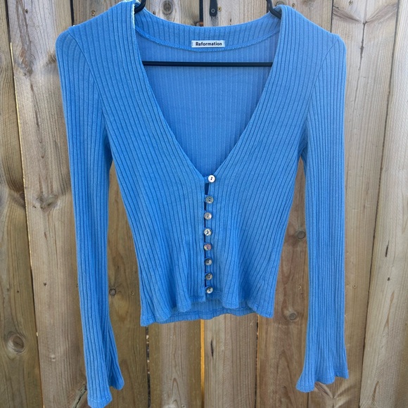 Reformation Tops - Reformation Gellar Knit Top - Blue